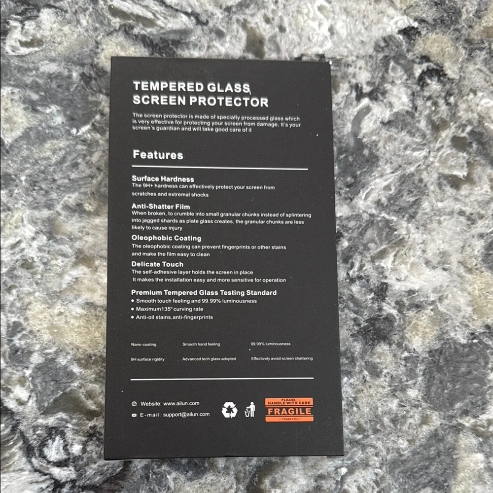 Ailun Black Tempered Glass Screen Protector for iPhone 2021 6.1” Display